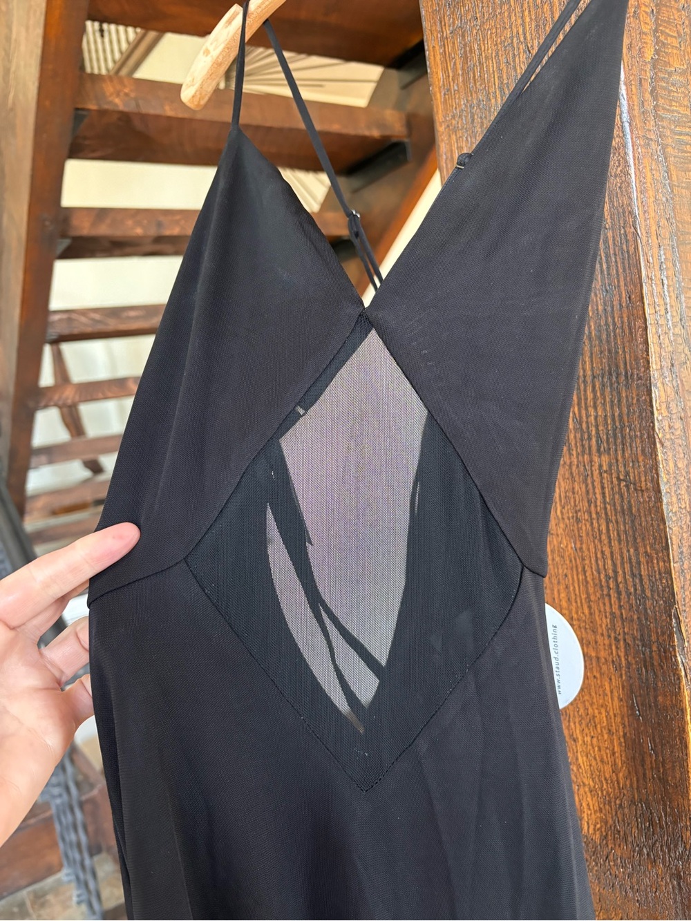 STAUD Fleur Dress – Black Sheer Cutout Maxi Gown NWT Size Small MSRP$450 - Picture 9 of 16